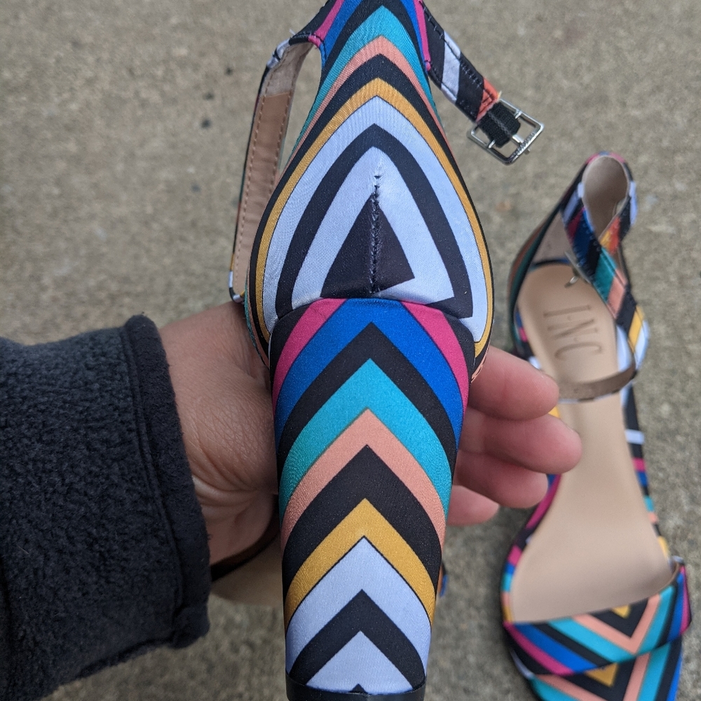 I.N.C Multi Color Open Toe Heels Size 6.5m - image 4